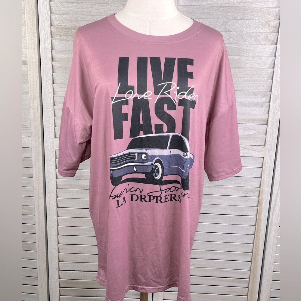 BLUSH MARK Annot Edith Dusty Purple Tee Classic Car-Large
